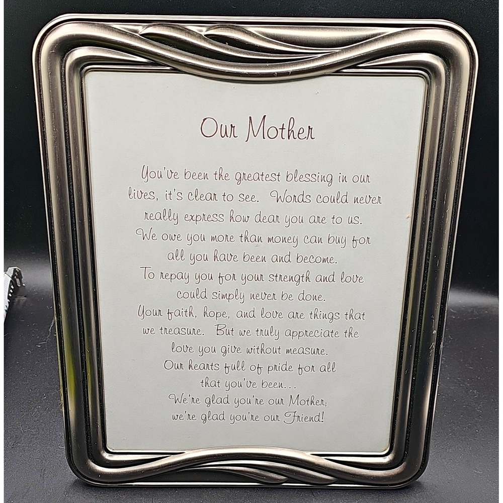 Silver Metal "Our Mother" 5x7 Photo Frame Polished Clear Glass Portrait Stand TS